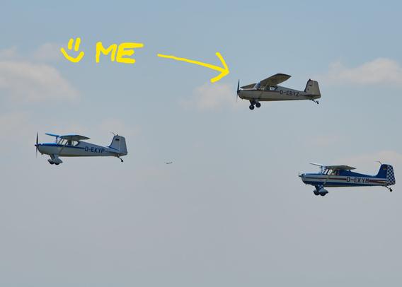 July 2021: Three Scheibe Sperling SF23 in formation flight. One of them tagged in the photo, saying that it's me!