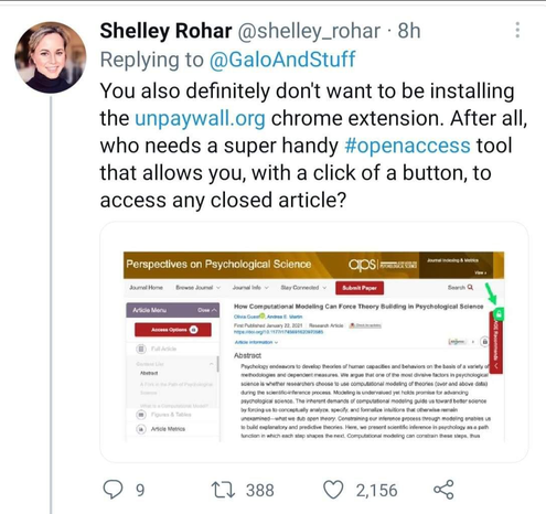You also definitely don't want to be installing the unpaywall.org chrome extension. After all, who needs a super handy #openaccess tool that allows you, with a click of a button, to access any closed article?