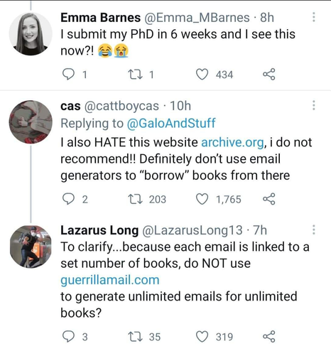 i also HATE this website archive.org, i do not recommend!! Definitely don't use email generators to “borrow” books from there

To clarify...because each email is linked to a set number of books, do NOT use guerrillamail.com to generate unlimited emails for unlimited books?