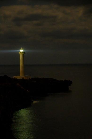 Cape Zanpa Lighthouse at Night