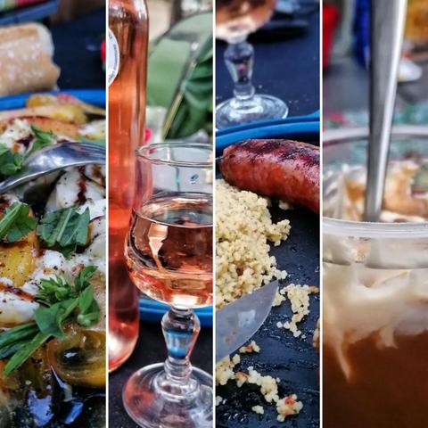 Von Tomaten mit Mozzarella über Rosé und Chorizo mit Couscous zu Cafécreme aus dem Becher.