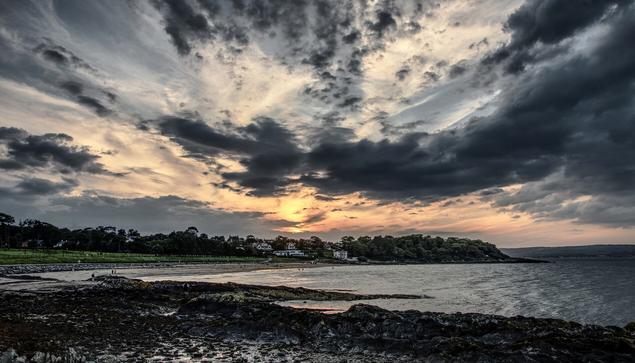 Sunset over a coastline