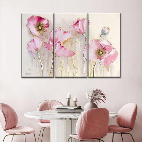 "Floral art print featuring stunning poppy flowers in various colors including pink and cream. This contemporary botanical artwork captures the essence of blooming flowers, showcasing intricate petal details. The piece is a part of @ElephantStock's home decor collection that offers a wide range of luxury decor pieces inspired by nature's beauty. #Bloom #Blossom #Botany #Florescence #Floret #Floweret #Luxury #Petal #Colors #Pink #Cream #FloralArt #BotanicalArt #Contemporary."