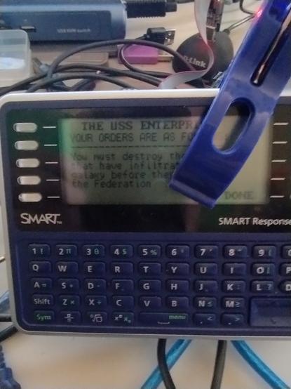 Super Star Trek by Sub systems US on a Smart Response XE. A clip is holding my programmer in place