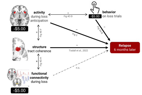 Summary figure for findings of "Blunted loss anticipation predicts relapse to stimulant drug use" in #BiologicalPsychiatry
