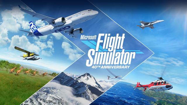 Portada del juego, donde un V horizontal hacia la derecha separa los entornos en tres: el primero es la sabana, con jirafas y más animales en una pradera verde con pocos árboles, cielo ligeramente nublado y una avioneta híbrida amarilla, el segundo es un entorno montañoso nevado, con un avión extremadamente fino y ligero, y el tercero es un entorno marítimo con mar e islas, donde un helicóptero rojo de rescate y un caza militar surcan los cielos.

Por encima de todo esto, el título del juego en blanco y un avión comercial blanco con la cola azul.