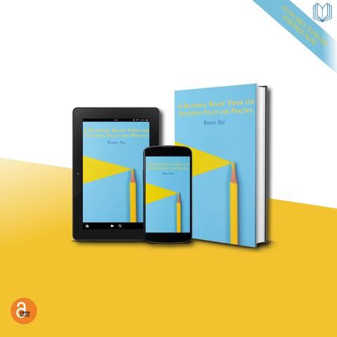 Cover of 'A Relational Realist Vision for Education Policy and Practice’ on a 3D image of a tablet, a phone, and a book.