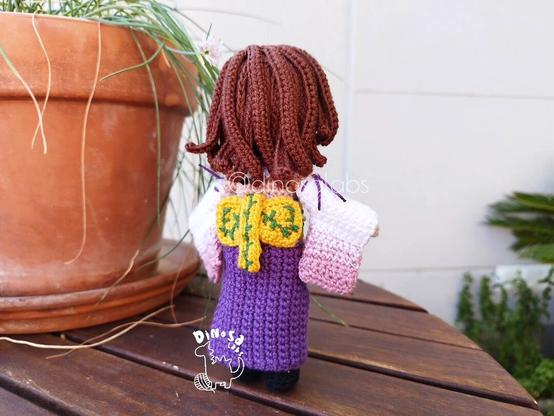 The same amigurumi showing the details of the back