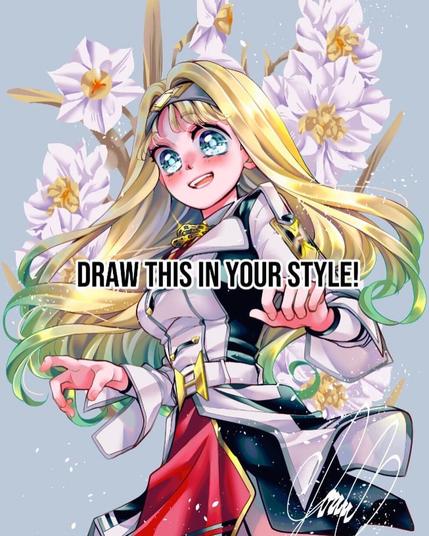 This is basically the same motive as the previous image. It‘s drawn by Sozan Coskun. The text in the middle of the image says „Draw this in your style“.