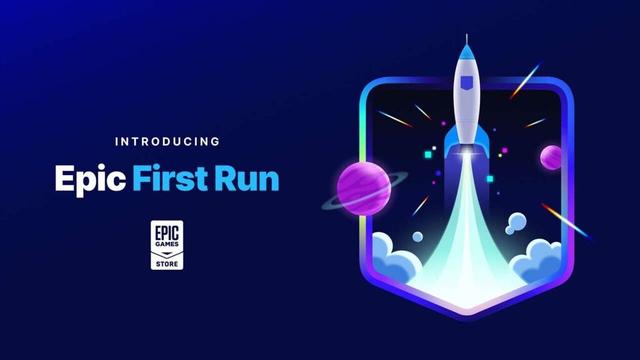 An advert for Epic First Run featuring a rocket blasting off on the right side of the advert.