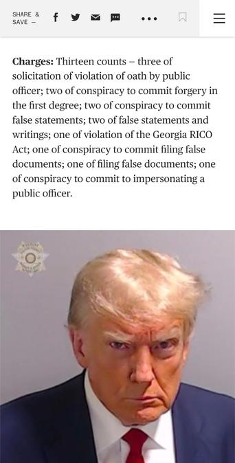 Trump's mugshot in which he tries desperately to look strong and fierce, but just ends up looking ridiculous 🙄