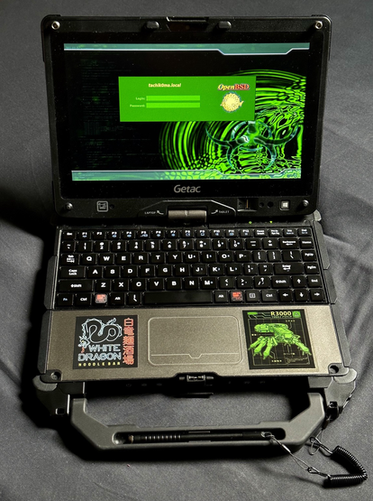 Getac V110 G2 with OpenBSD login screen