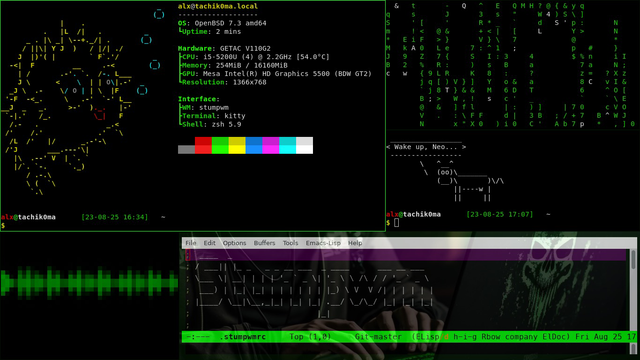 openBSD / Stumpwm screenshot on the Getac