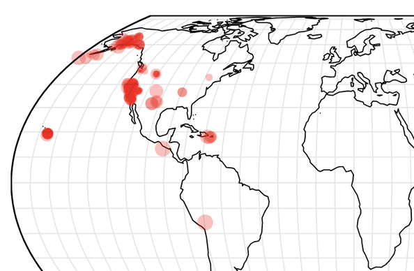 A map of recent earthquakes
