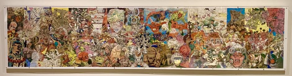 A long landscape collage of comic characters