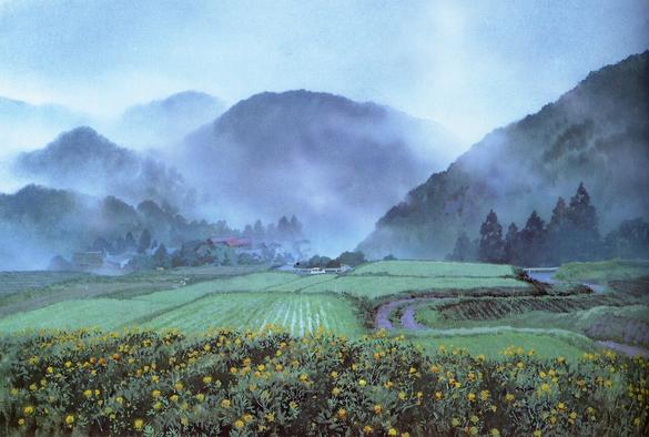 Foggy paddy field.
Background art from Only Yesterday.
Made by Oga.