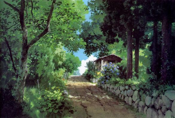 Country road, surrounded by forest.
Background art from Only Yesterday.
Made by Oga.