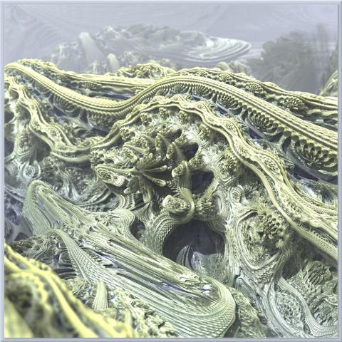 Mit Worten nicht zu beschreibende Ansicht eines dreidimensionalen Fraktales, gerendert mit Mandelbulber 2