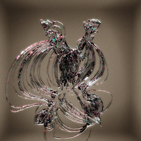 A 3D render of the letter X formed by hundreds of fieldlines with the entire structure using a glass material.