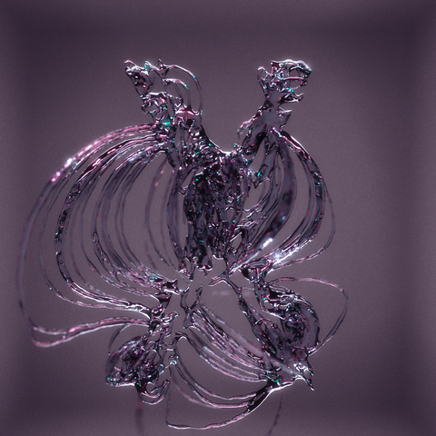 A 3D render of the letter X formed by hundreds of fieldlines with the entire structure using a glass material.