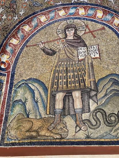 6th-century mosaic of Fighting Christ in the Archiepiscopal Chapel