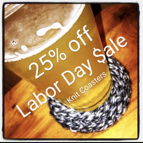 Knit coaster under beer glass