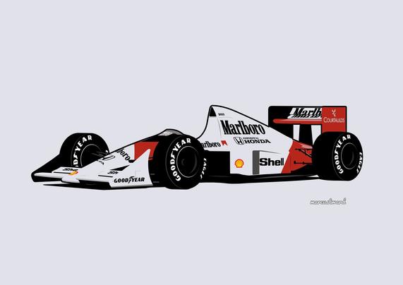 Drawing of a McLaren MP4/5 F1 car