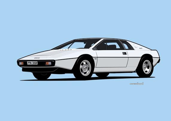 Drawing of James Bond's Lotus Esprit from the film The Spy Who Loved Me