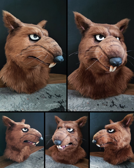 The fursuit head I made for my 1987 Master Splinter cosplay.