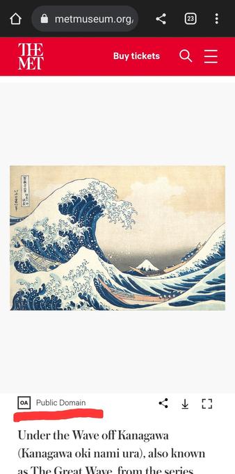 Digitalisat der Welle von Hokusai mit Public Domain Mark bereitgestellt durch das MET