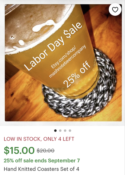 Knit coasters 25% off