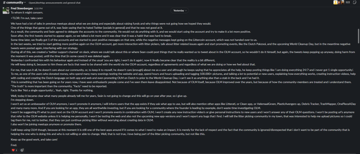 resignation-letter, not going to support OpenLitterMap anyore and in the pictures i tell the reasons why.