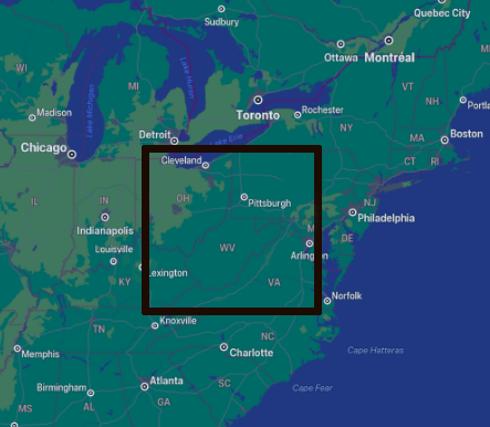 Map of North America with black box, 400 kms on a side superimposed to show area burned compared to map of know geography.

Everything with the black box is burned to the roots. Thats how much land has been burned so far.

The box covers an area from 75 kms west of Detroit, East to Binghamton NY, south to Norfiolk Virginia, West to approximately Knoxville Tennessee, the straight north to mid Michigan again.

This is not calculated, its approximate, the box of burned area should be 400 by 400 km, that is accurate.

This fire crisis is an ALARM that we have been re-assured to the brink, re-assured on how soon, how fast damages will kill and destroy, And we have been "oceans levels rising by the end of century" "re-assured by what climate chaos is.

They were not just wrong, they have been lying.