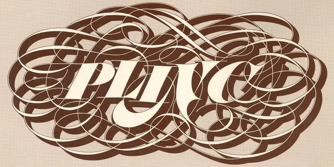 The word “PLINC” in an extra bold, italic, outlined lettering style with gobs of swash ornamentation.