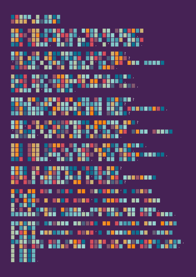 Abstract visualisation of poetry where each colour represents a letter.