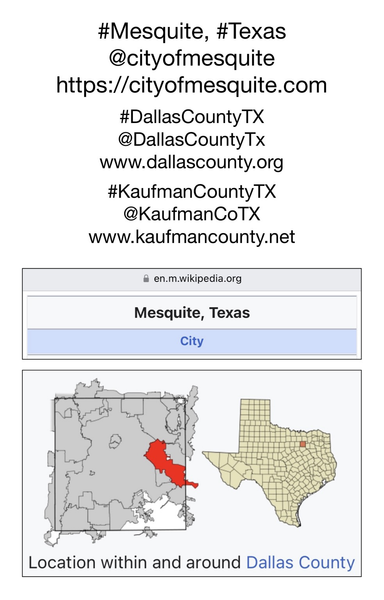 Screenshot of map showing location of Mesquite, Texas (from Wikipedia).