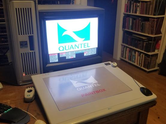 A Quantel Harriet Paintbox with tablet and CRT display.