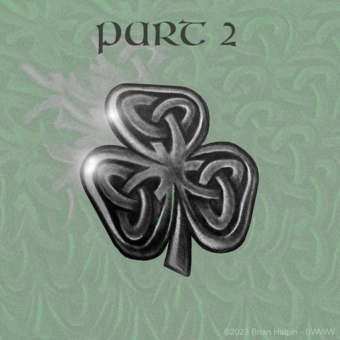 Black and silver shamrock with Celtic knotwork on green background