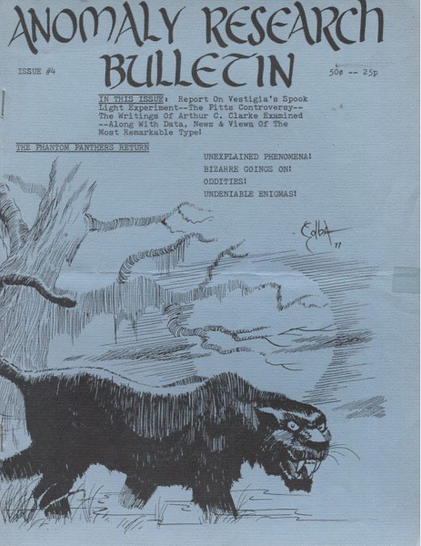 Black and white magazine cover showing an illustration of a fearsome black panther in what is likely a North American swamp.