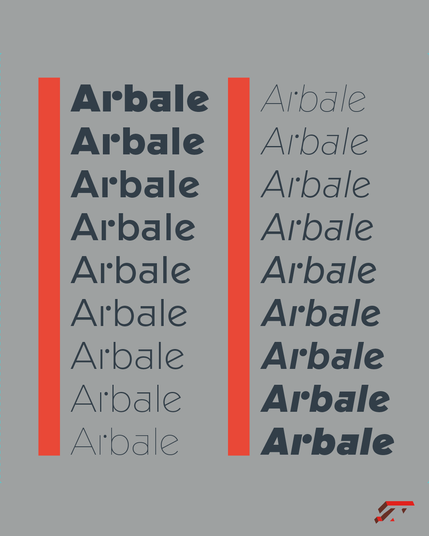 Arbale brings together various modernist influences and vernacular lettering of geometric inspiration from the 20th century: 9 romans and nine italics for a total of 1032 glyph by font.