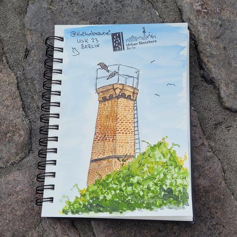 Turm im Kulturforum Berlin in Aquarell