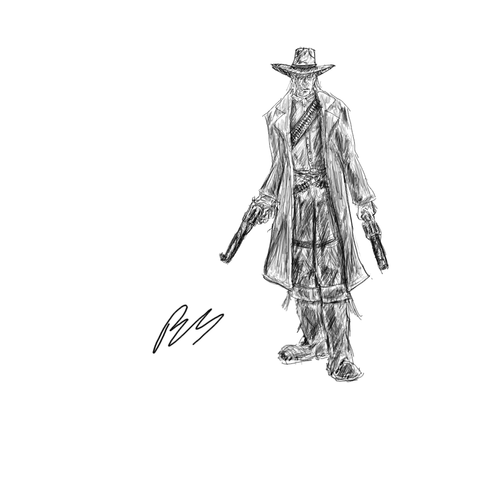 Jonah Hex, a bounty hunter with a hideously scarred face, wielding two revolvers.
