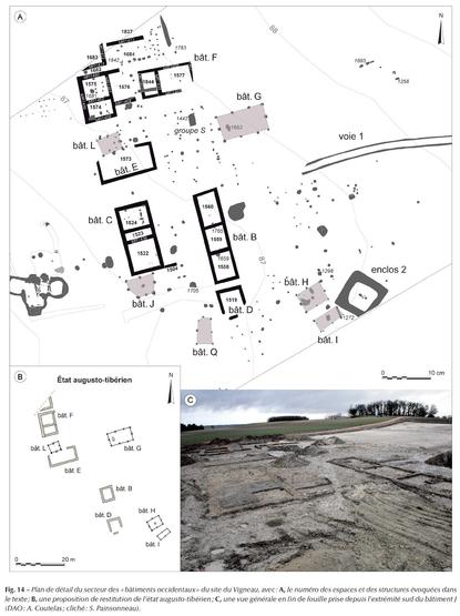 Plan de détail du secteur des « bâtiments occidentaux » du site du Vigneau
