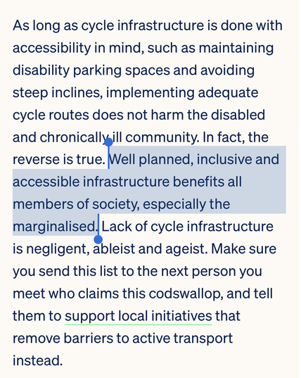 Excerpt of the article highlighting: Well planned, inclusive and accessible infrastructure benefits all members of society, especially the marginalised.