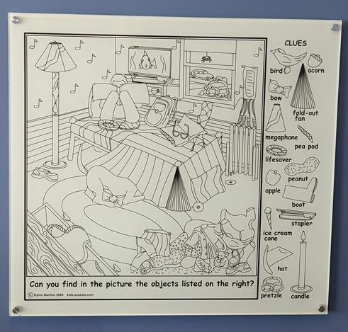 A hidden object game in a kids bedroom.