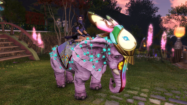 Joan riding atop of Pinky, the pink marid mount. Price? Fifteen million gil.