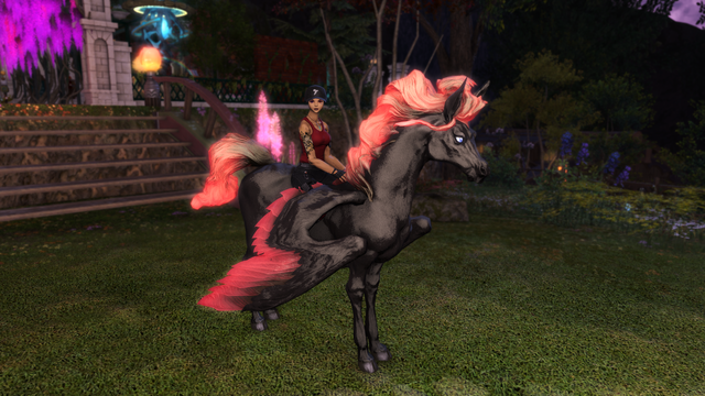 Lillian riding atop the Night Pegasus mount. Price? Twelve million gil.