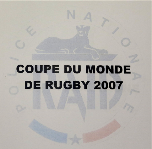 Logo avec panthère noire du RAID avec (Police nationale) avec un surtitre Coupe du monde de rugby 2007