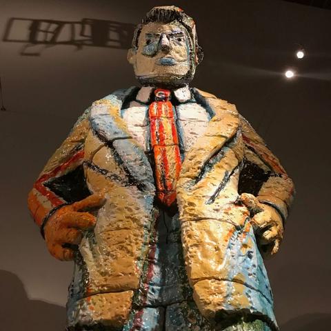 The sculpture 'Observing Man' by Viola Frey, on display at the de Young Museum in San Francisco.