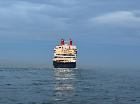 Fred Olsen cruise ship burning fuel achieving nothing in particular.